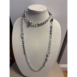 Joan David Silver Tone Crystal Beaded Long Necklace